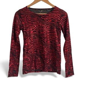 Pheel Peekaboo Foil Mesh Long Sleeve Top SMALL NEW!